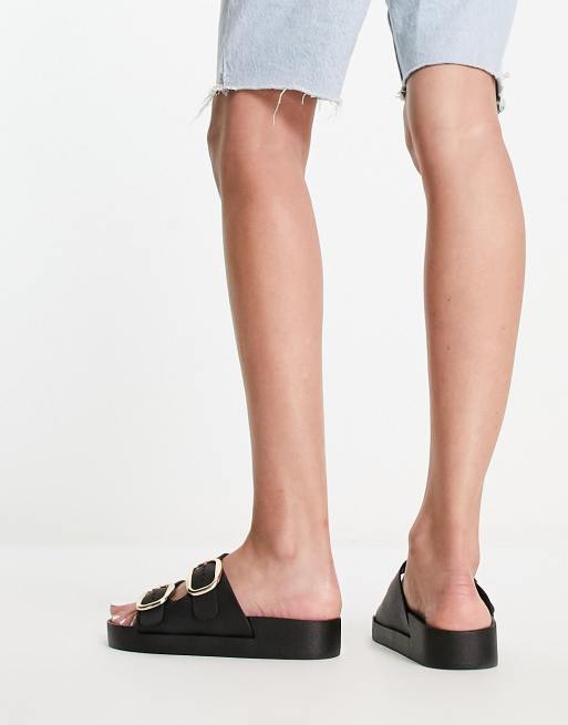 London rebel double buckle flat sandals online