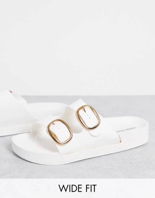 ASOS London Rebel White Double Buckle Footbed Sandals Women's Size 8 N -  beyond exchange