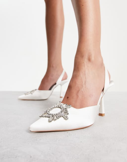 買取 東京 London Rebel embellished bridal sling back ballet in