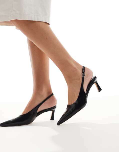 London Rebel Wide Fit – Emily – Slingback-Schuhe in Schwarz mit Kitten-Absatz, weite Passform - view 1