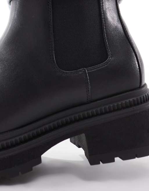 London Rebel Wide Fit Emma chunky chelsea boots in black, 3 of 4