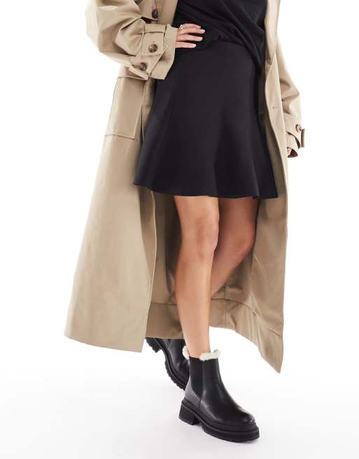 London Rebel Wide Fit – Emma – Svarta, grova chelseaboots med teddyfoder, 4 av 4