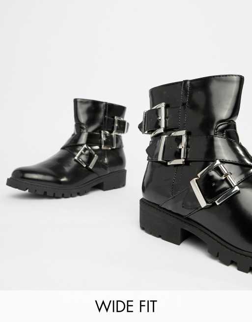 Flat biker shop style boots