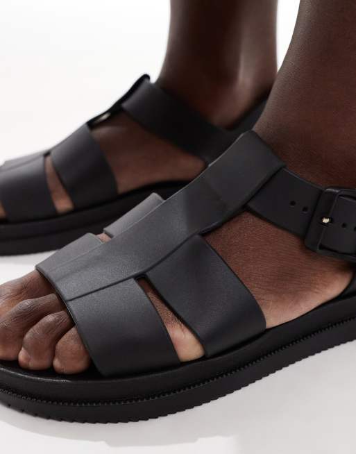 London Rebel Wide Fit - Hattie - Sorte sandaler med stropper, 2 af 4