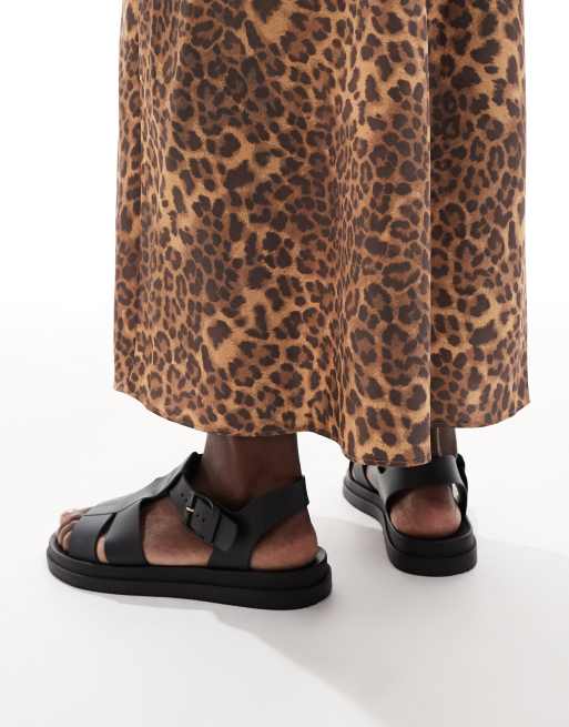 London Rebel Wide Fit - Hattie - Sorte sandaler med stropper, 3 af 4