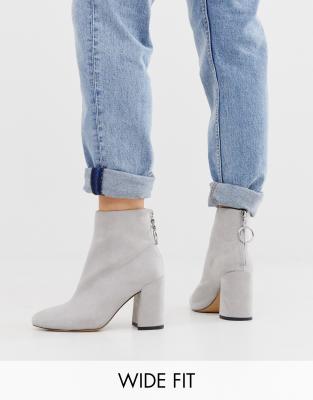 gray block heel booties