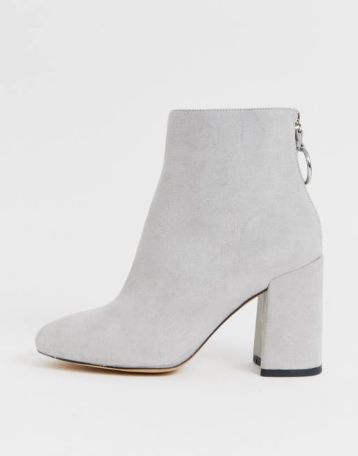 Gray block sale heel booties