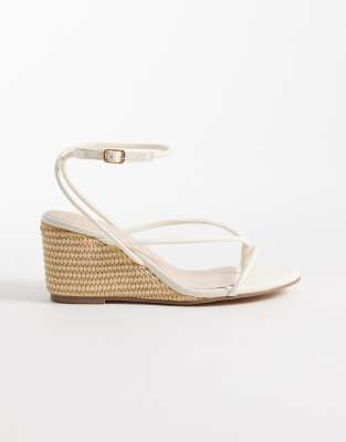 Mary Wedge heeled strappy sandal in cream