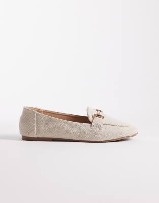 London Rebel Wide Fit - Nori - Loafer in Natur mit Schnallendetail, weite Passform-Neutral
