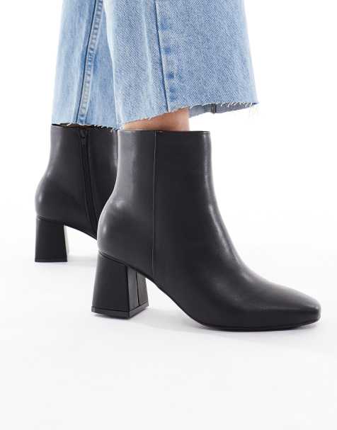 London Rebel Wide Fit Nova mid ankle boots in black - view 1