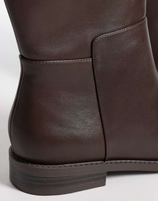 London Rebel Wide Fit Paloma botas de montar refinadas marrones, 3 de 4