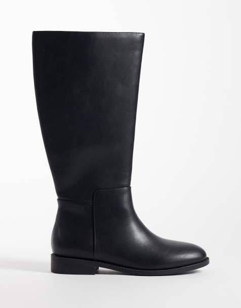 London Rebel Wide Fit Paloma refined riding boots in black - view 1