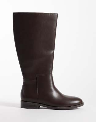 London Rebel Wide Fit Paloma Refined Riding Boots In Brown