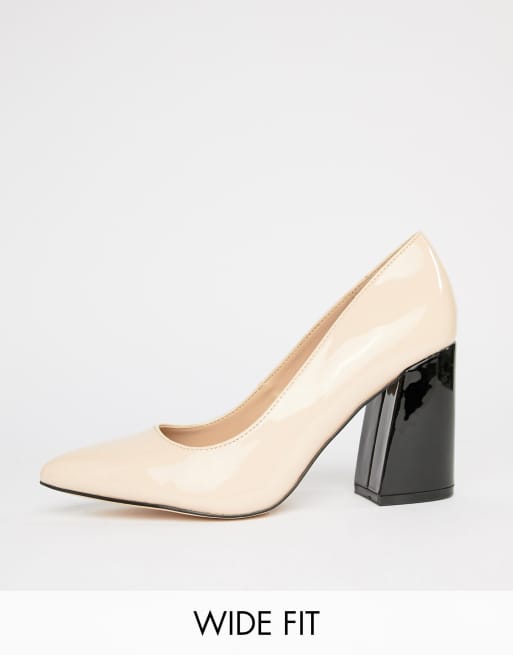 wide fit pointed block heels