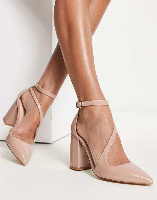 Nude pointed sale toe block heel