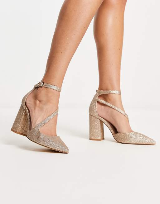 Gold pointed block clearance heels