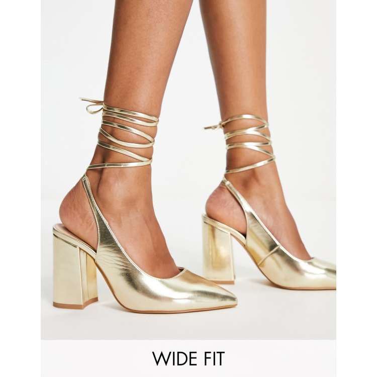 Gold wide store fit shoes