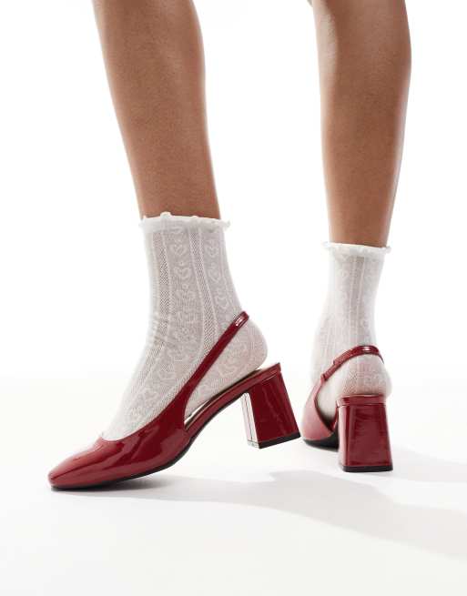 London Rebel Wide Fit Sabot con tacco largo e cinturino