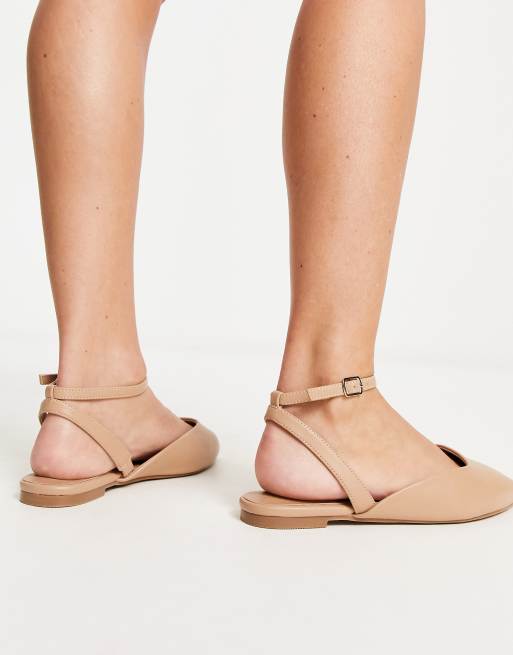 Beige flats 2025 with ankle strap