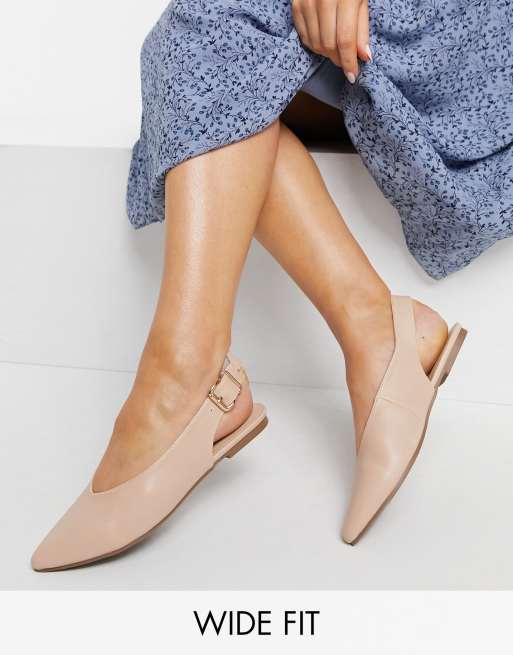 slingback ballet flats in beige and black