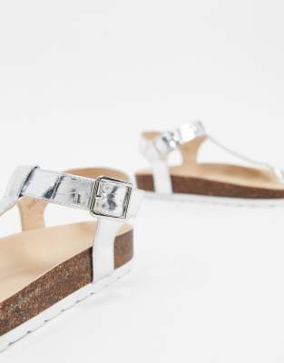 silver flat sandals wide fit