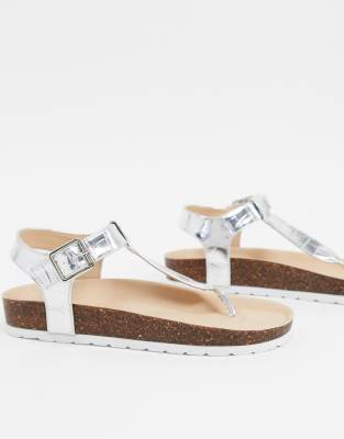 silver flat sandals wide fit