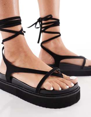 London Rebel Wide Fit Thong Sandals With Strappy Details