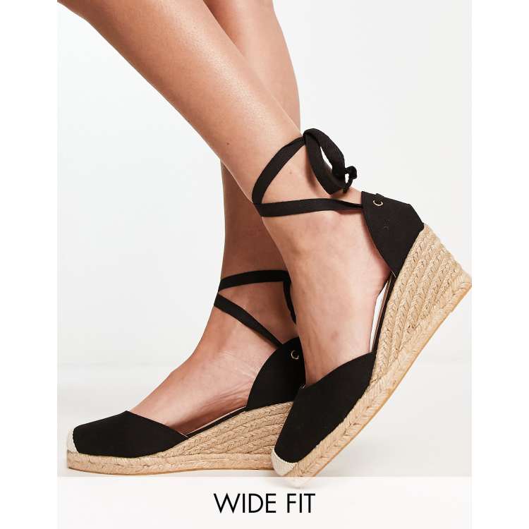 Espadrille wedges store with ribbon ties