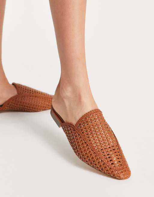 Woven sales mules tan