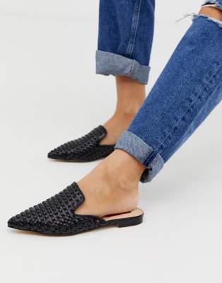 woven mule flats