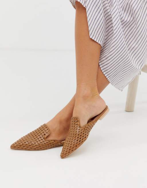 London Rebel woven point flat mules | ASOS