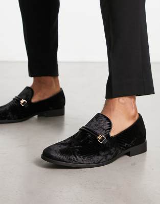 London Rebel X Bar Loafers In Black Velvet