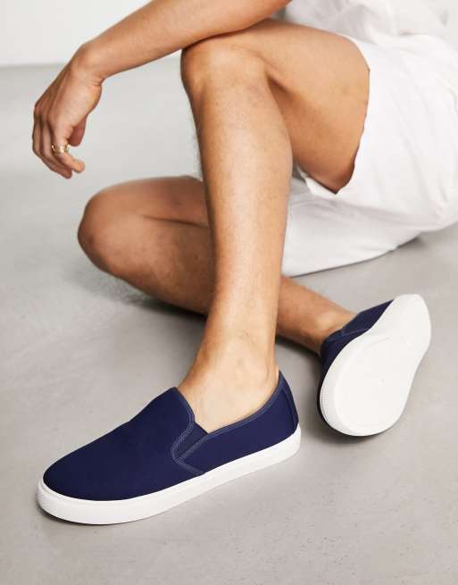 London Rebel X canvas slip on canvas shoes in navy