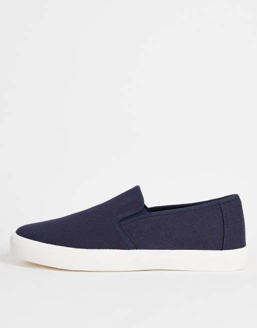 London Rebel X canvas slip on plimsolls in navy