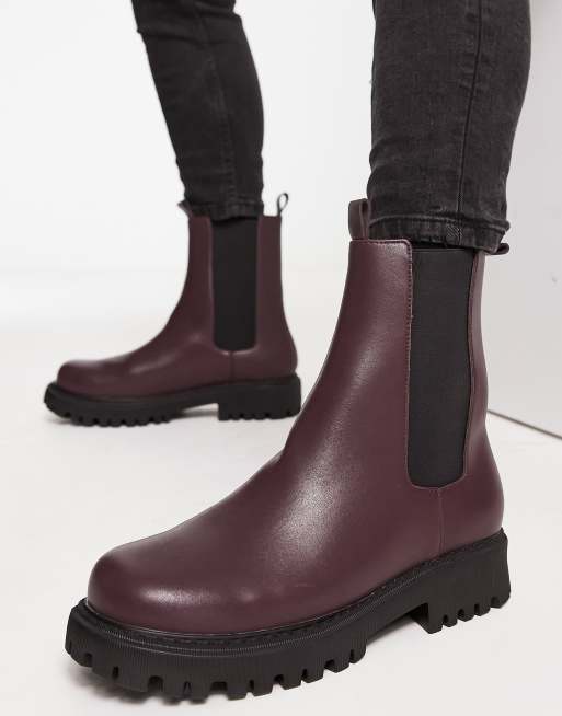 Burgundy chelsea outlet boots womens