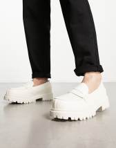 ASOS DESIGN lace up shoes with apron seam detail in stone faux