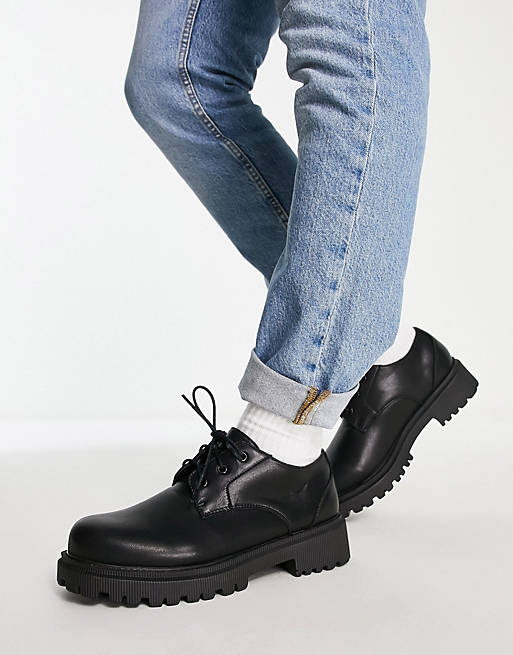 London Rebel X cleated sole chunky shoes in black