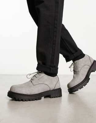 London Rebel X cleated sole chunky shoes in grey