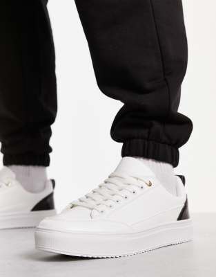 London Rebel X Flatform Lace Up Sneakers In White Contrast ModeSens