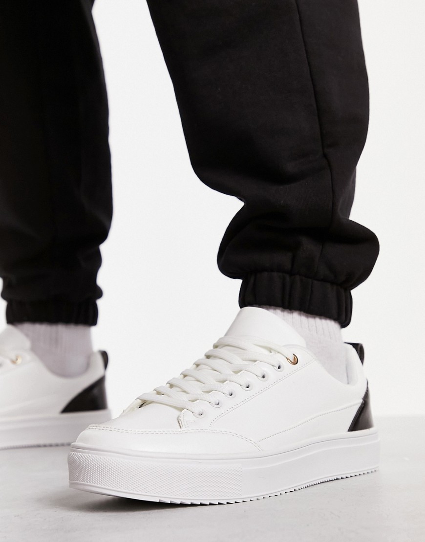 London Rebel X flatform lace up sneakers in white contrast