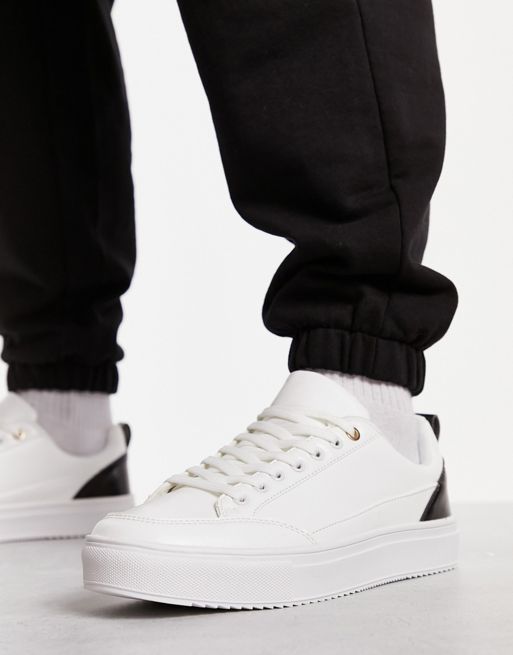 London Rebel X flatform lace up trainers in white contrast | ASOS