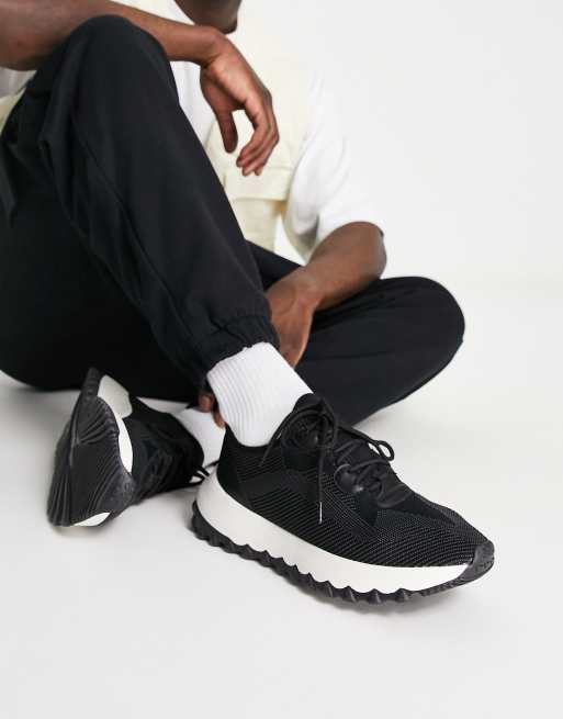 London Rebel chunky sneakers in black and white