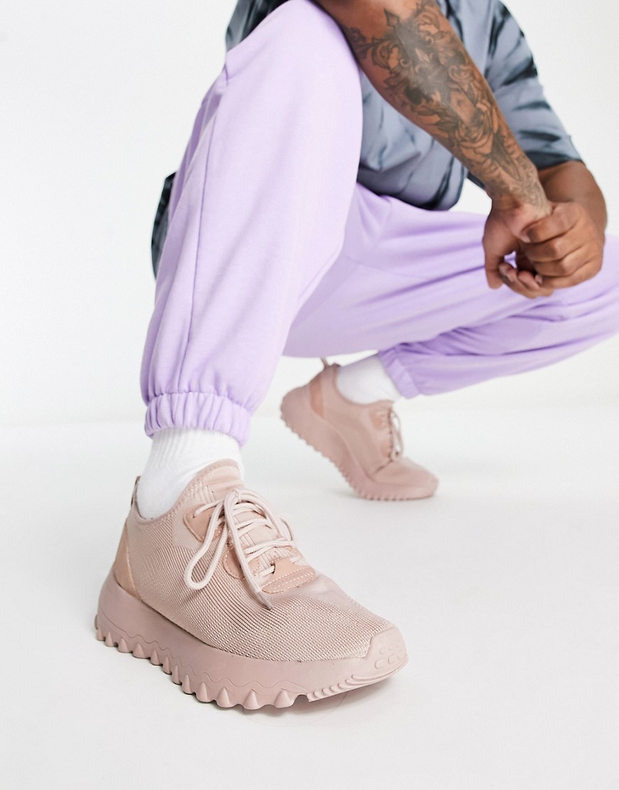 London Rebel X flyknit chunky runner sneakers in pink