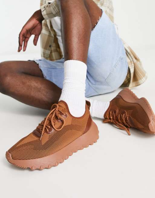 London Rebel X - Flyknit hardloopsneakers met dikke zool in bruin