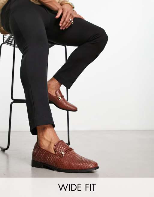 London Rebel X - Geweven loafers met trens en brede pasvorm in bruin