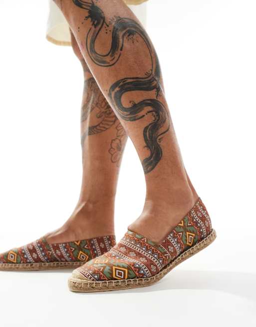 London Rebel X - Instapper espadrilles met patroon in roestbruin