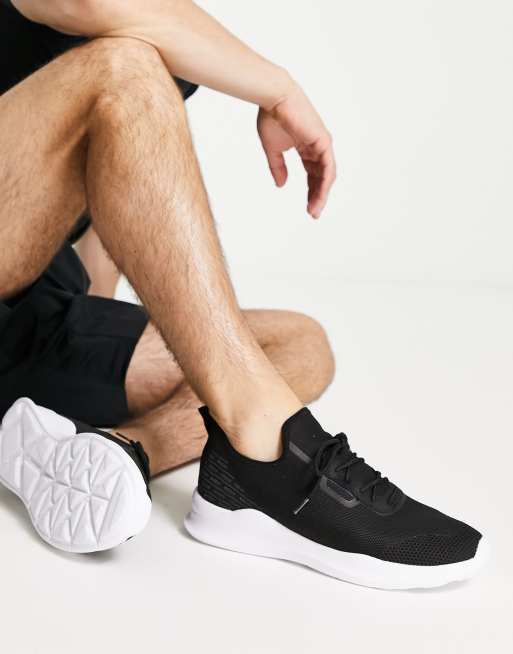 London Rebel X knitted runner sneakers in black