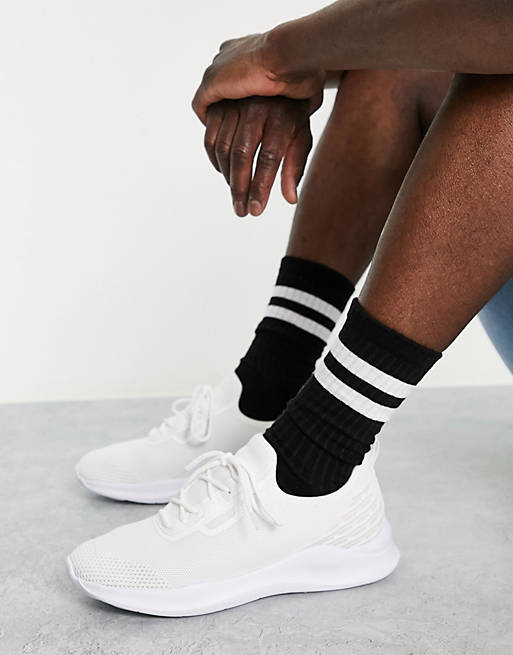 London Rebel X knitted runner trainers in white | ASOS