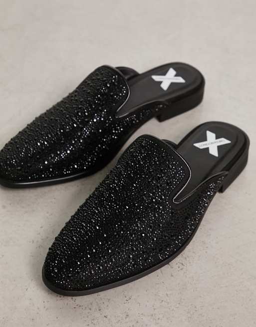 London Rebel X - Mules à enfiler ornées de strass - Noir, 4 de 4