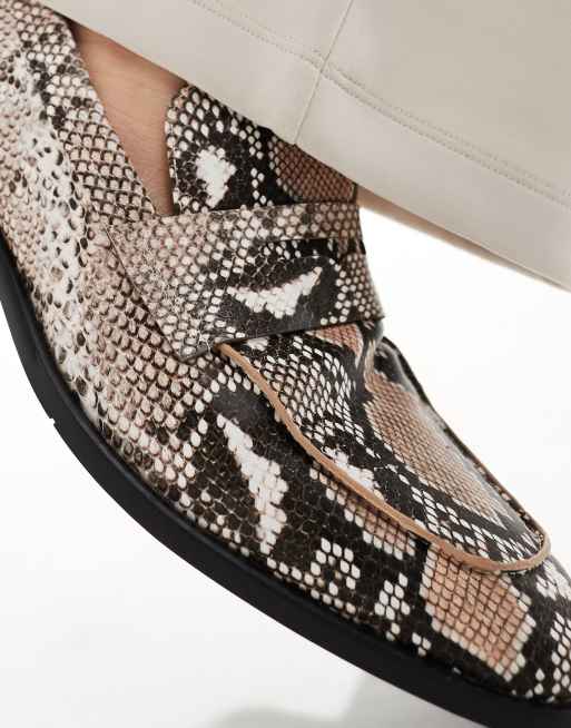 London Rebel X penny loafers in snake print, 2 of 4